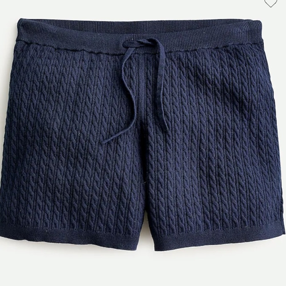 NWT J. Crew Cotton-Cashmere Cable Knit Shorts, Size: XXS, Color: Navy Blue